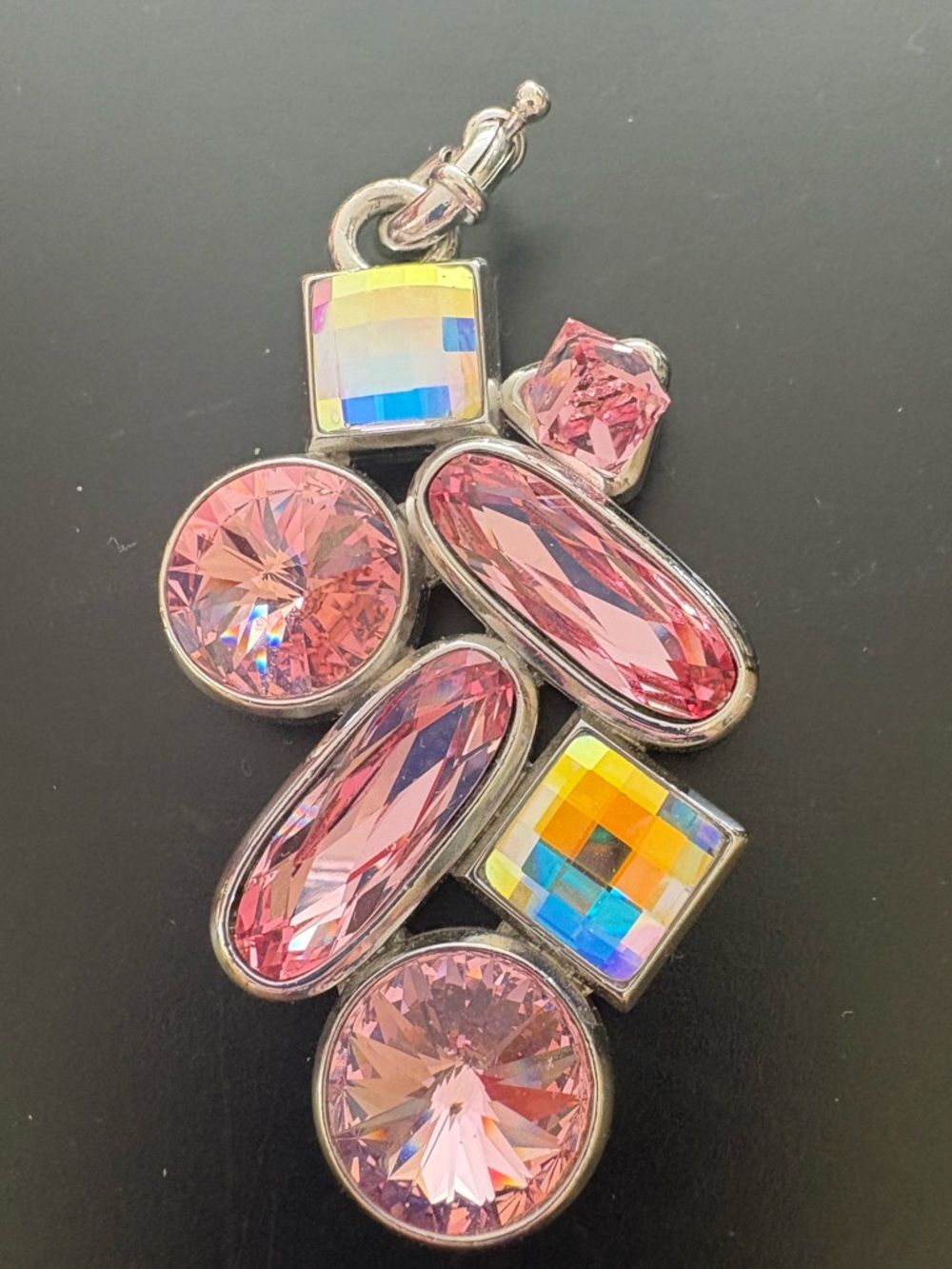 Myka brand multi stone detachable pendant. Stones are pink and white